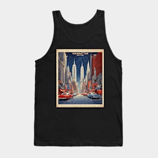 Manhattan New York Starry Night United States of America Tourism Vintage Art Tank Top